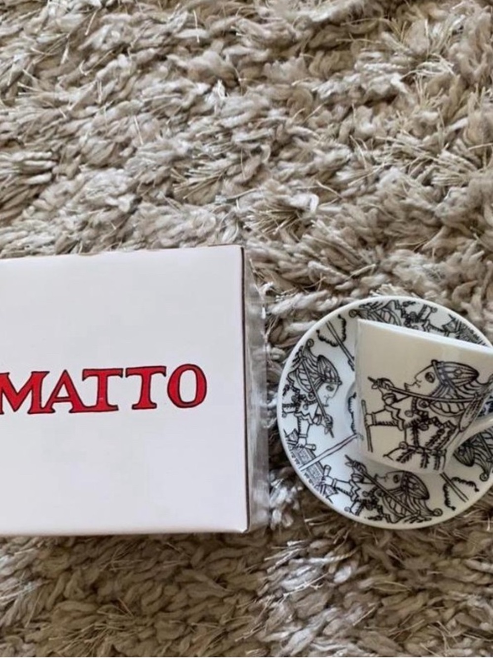 MATTO Black & White Decorative Espresso Cup and Saucer